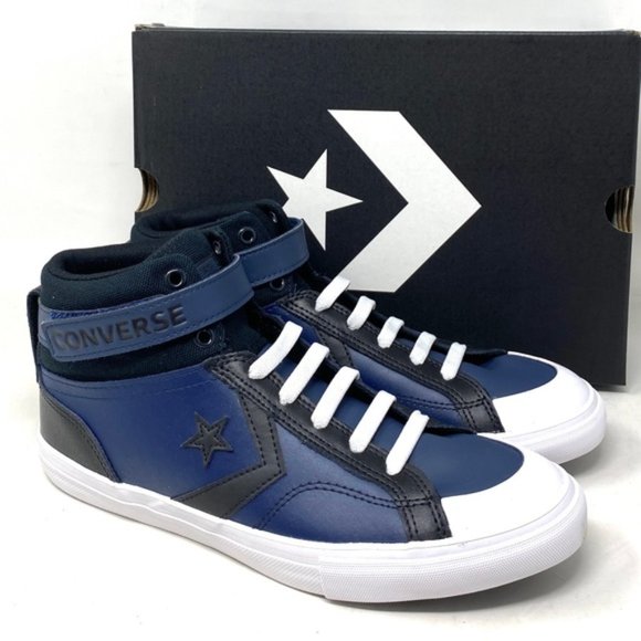 Converse Pro Blaze Strap Leather Sneakers High Top Navy Casual Women Kid A04834C - Picture 2 of 9